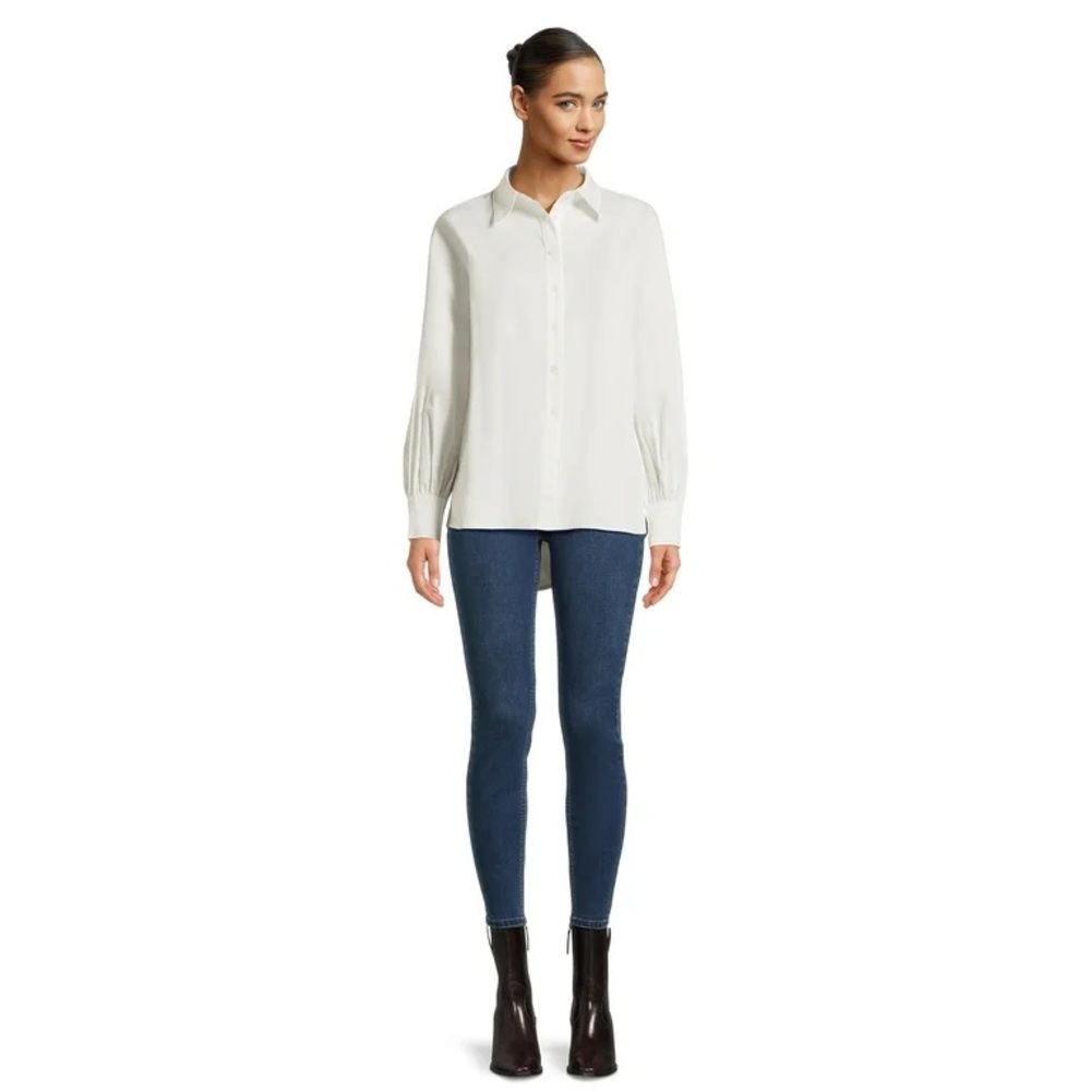 Label Rail White high low Button-Up Shirt